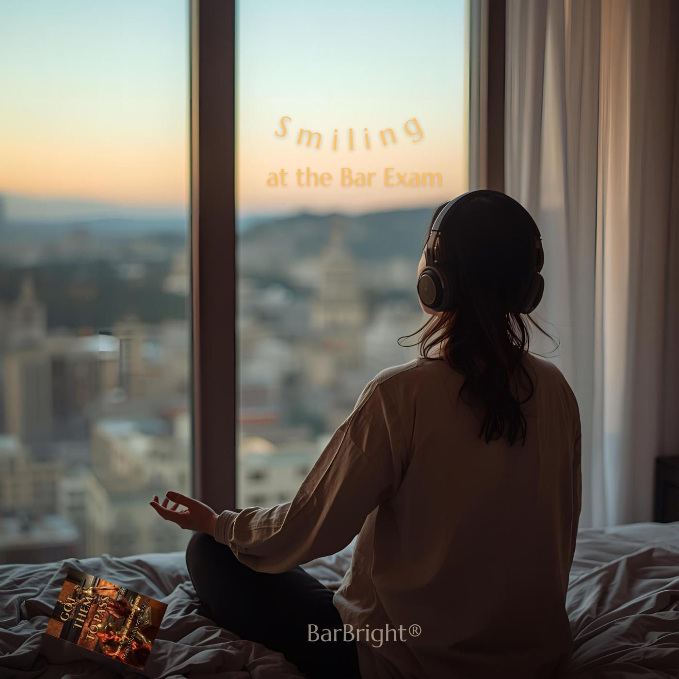 Bar exam repeater meditating before the bar exam to reduce stress and maintain focus.